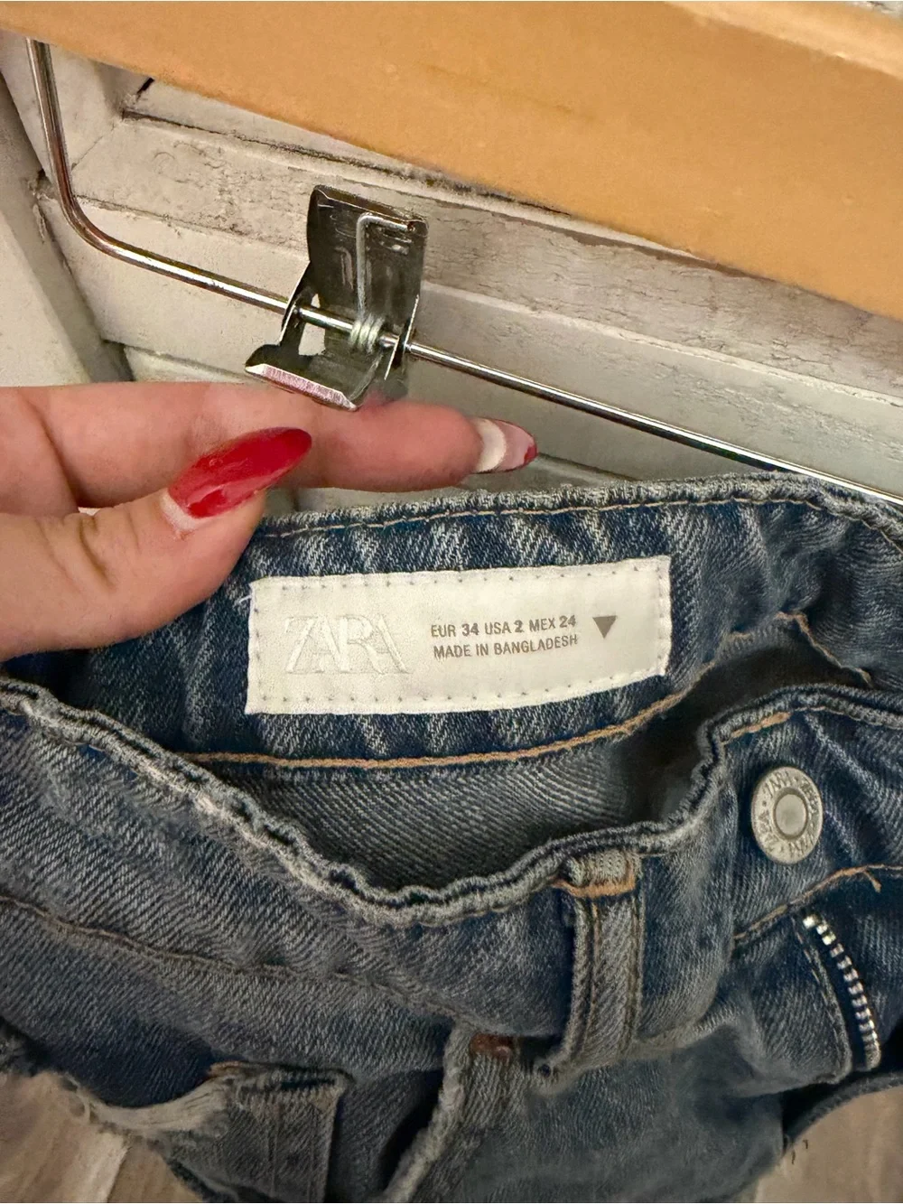 Zara Distressed Blue Denim Shorts